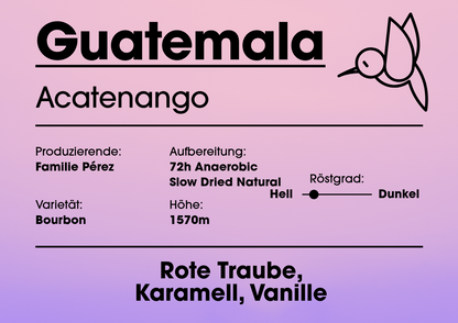 Pink, Lila Etikett mit Kolibri, Infos stehen im Infotext.